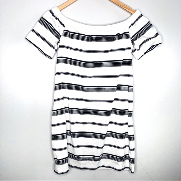 Maison Jules White Navy Off Shoulder Dress | M - Picture 6 of 6